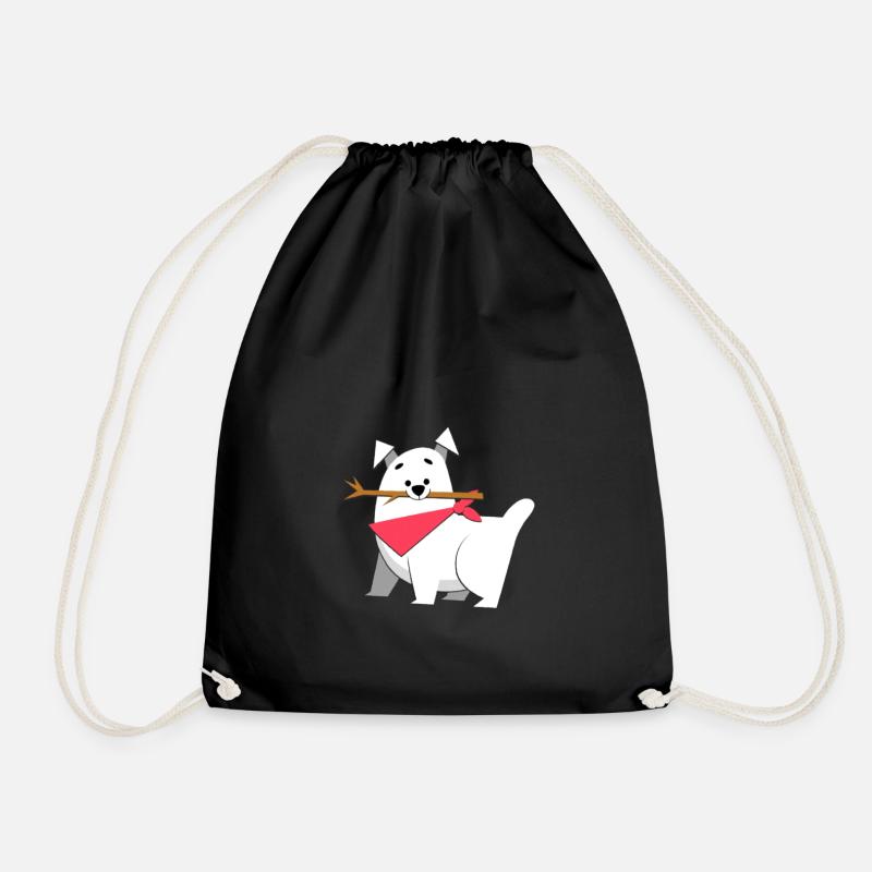 Happy Dog - Drawstring Bag - black