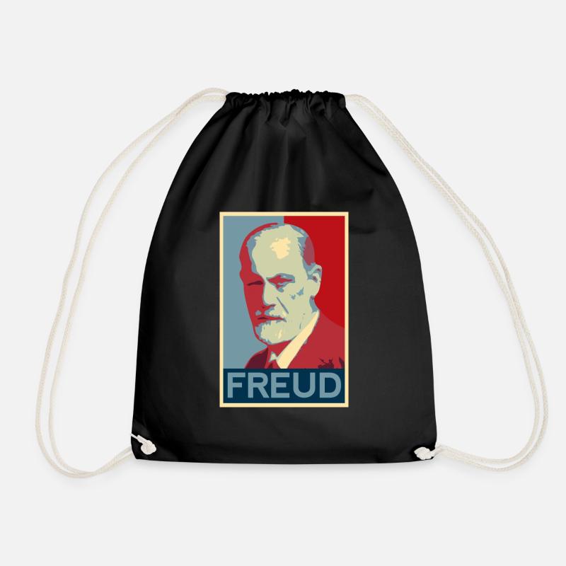 Sigmund Freud motif - Drawstring Bag - black