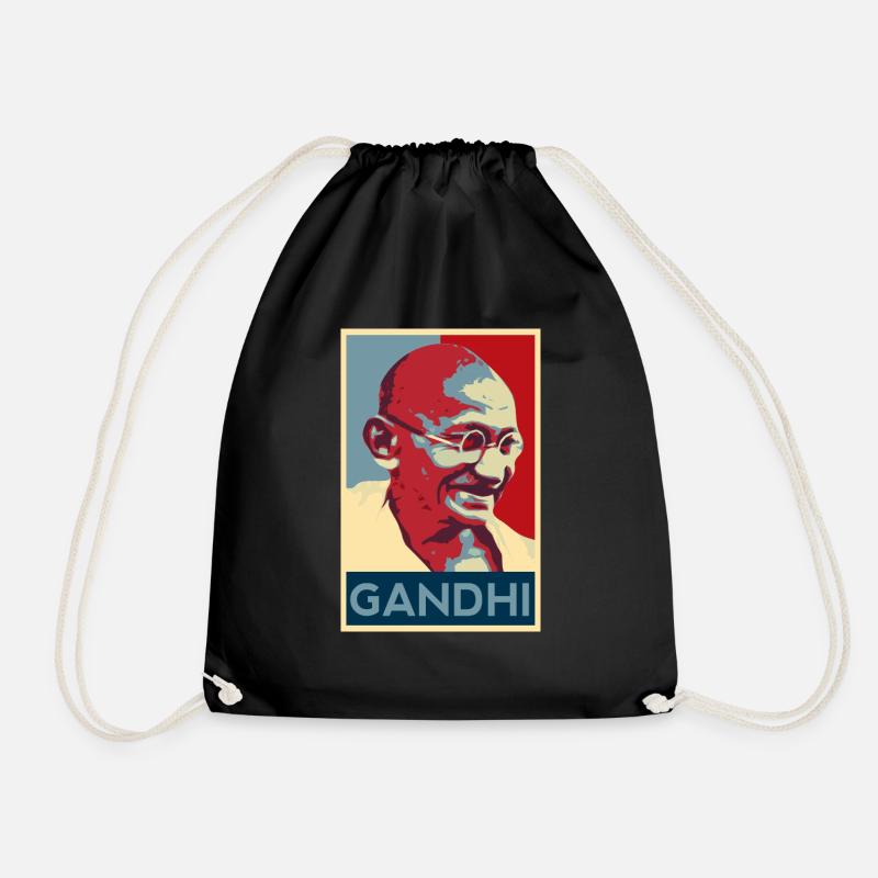Gandhi Motiv - Turnbeutel - Schwarz