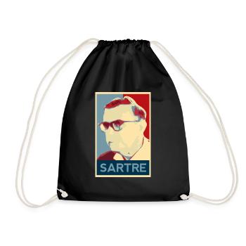Jean-Paul Sartre shirt - Drawstring Bag - black - Front
