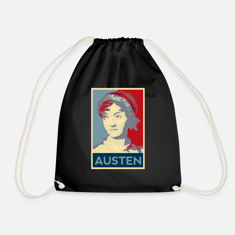 Jane Austen shirt - Drawstring Bag - black