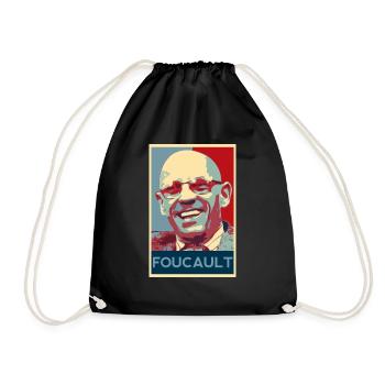 Michel Foucault - Drawstring Bag - black - Front
