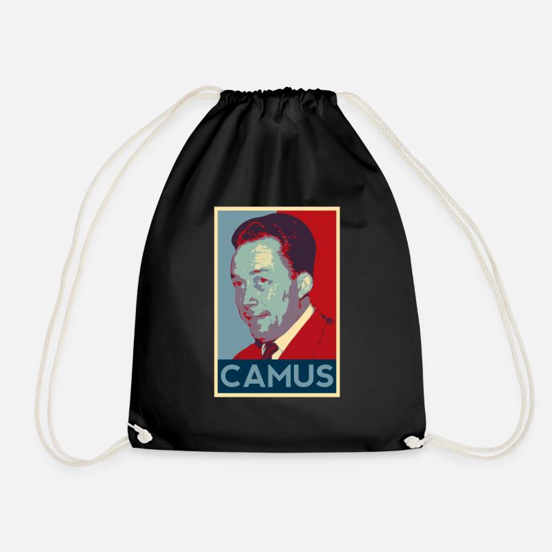 Albert Camus Shirt - Drawstring Bag - black