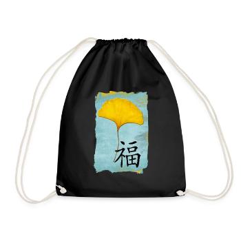 Ginkgo Feng Shui Design Happiness 1.0 - Drawstring Bag - black - Front