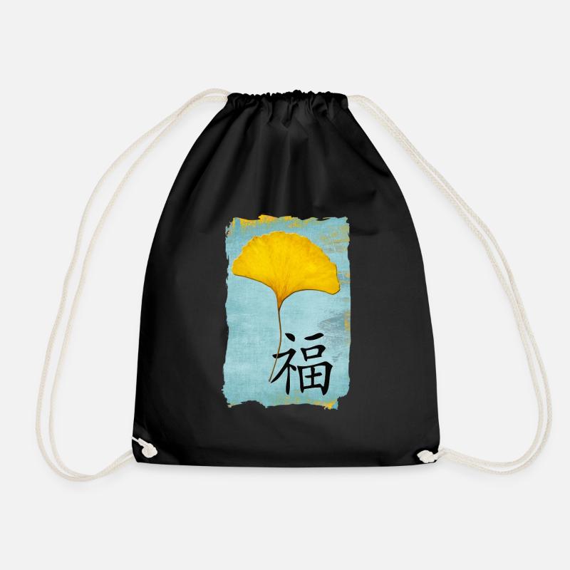 Ginkgo Feng Shui Design Glück 1.0 - Turnbeutel - Schwarz