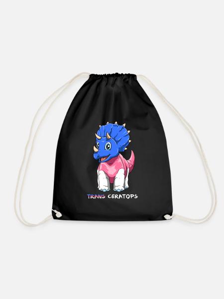 Funny Transgender Dinosaur Gift - Drawstring Bag - black