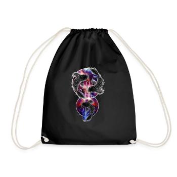 Pisces- Fisch Sternzeichen BUNT - Turnbeutel - Schwarz - Vorne