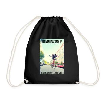 we never really grow up - Drawstring Bag - black - Front