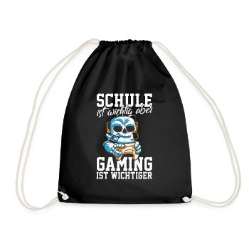 Gaming Skelett - Computerspiele Videospiele Schule - Turnbeutel - Schwarz - Vorne