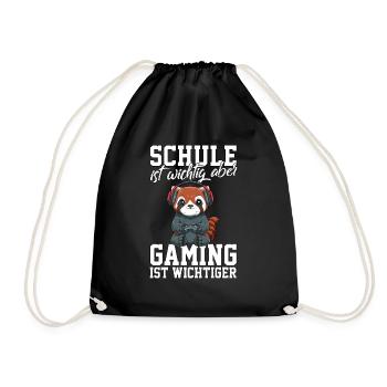 Gaming Roter Panda - Computerspiele Videospiele - Turnbeutel - Schwarz - Vorne