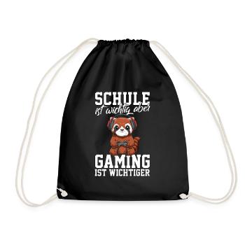 Gaming Kleiner Panda - Computerspiele Videospiele - Turnbeutel - Schwarz - Vorne