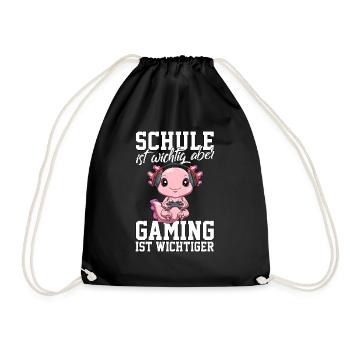 Gaming Axolotl - Computerspiele Videospiele Schule - Turnbeutel - Schwarz - Vorne