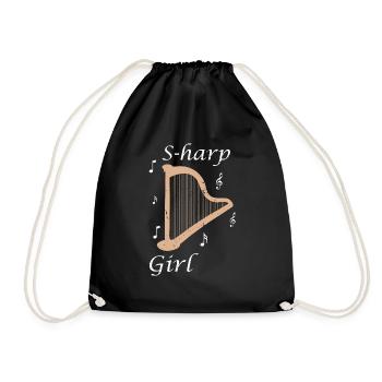Harp design for harpist and harp player - Drawstring Bag - black - Front