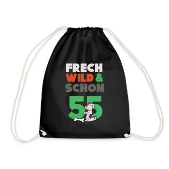 Geschenk 55 Jahre Geburtstag Frau Hund - Turnbeutel - Schwarz - Vorne