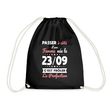 Anniversaire - Née 23 Septembre Frôler perfection - Sac de sport léger - noir - Devant