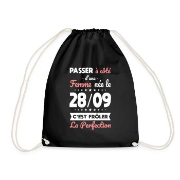 Anniversaire - Née 28 Septembre Frôler perfection - Sac de sport léger - noir - Devant