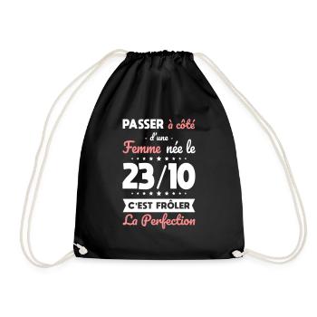Anniversaire - Née 23 Octobre Frôler perfection - Sac de sport léger - noir - Devant
