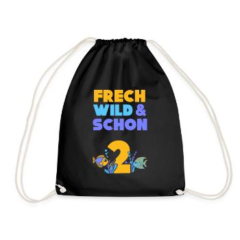 2 Jahre Geburtstag Junge Mädchen Fisch - Turnbeutel - Schwarz - Vorne
