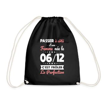 Anniversaire - Née le 6 Décembre Frôler perfection - Sac de sport léger - noir - Devant