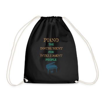 Piano Instrument For Intelligent People Cream - Drawstring Bag - black - Front