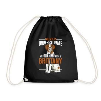 French Brittany Spaniel Epagneul Breton Gift - Drawstring Bag - black - Front