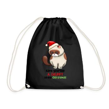Christmas Funny Cat Christmas Tree Cat - Drawstring Bag - black - Front