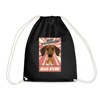 Best Dachshund Dad Ever I Wiener Dog Lover - Drawstring Bag - black - Front