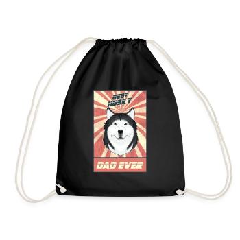 Best Siberian Husky Dad Ever I Husky Lover - Drawstring Bag - black - Front