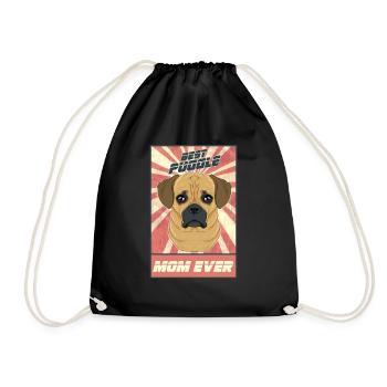 Best Puggle Mom Ever I Puggle Lover - Drawstring Bag - black - Front