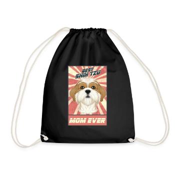Best Shih Tzu Mom Ever I Shih Tzu Lover - Drawstring Bag - black - Front