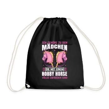 Hobby Horse Pferd Reiterin - Turnbeutel - Schwarz - Vorne