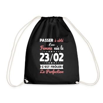 Anniversaire - Née le 23 Février Frôler perfection - Sac de sport léger - noir - Devant