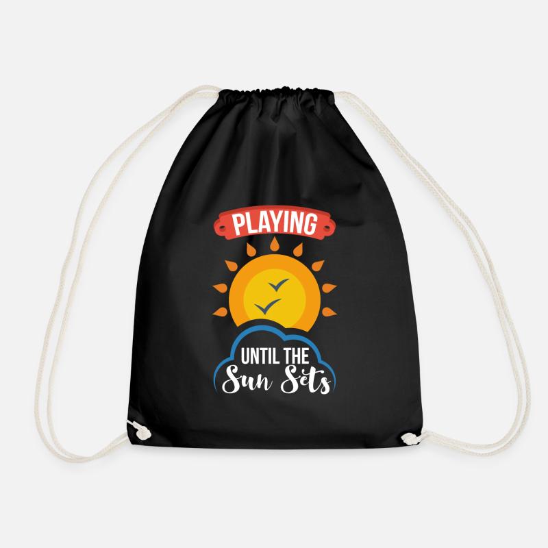 Playing Until The Sun Sets - Drawstring Bag - black