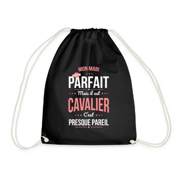 Mon mari n'est pas parfait mais il est cavalier - Sac de sport léger - noir - Devant