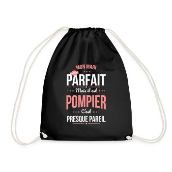 Mon mari n'est pas parfait mais il est pompier - Sac de sport léger - noir - Devant