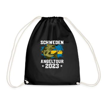 Schweden Angeltour 2023 Angeln in Schweden - Turnbeutel - Schwarz - Vorne