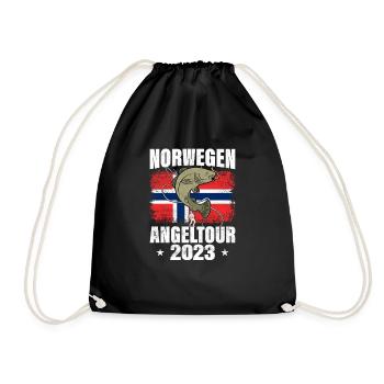 Norwegen Angeltour 2023 Angeltrip nach Norwegen - Turnbeutel - Schwarz - Vorne