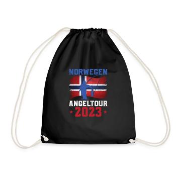 Norwegen Angeltour 2023 Angeltrip nach Norwegen - Turnbeutel - Schwarz - Vorne