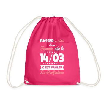 Anniversaire - Née le 14 Mars Frôler perfection - Sac de sport léger - fuchsia - Devant