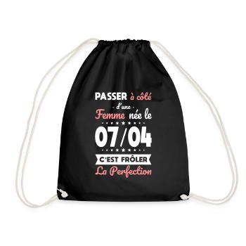 Anniversaire - Née le 7 Avril Frôler perfection - Sac de sport léger - noir - Devant