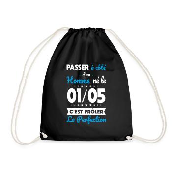 Anniversaire - Né le 1er Mai Frôler perfection - Sac de sport léger - noir - Devant