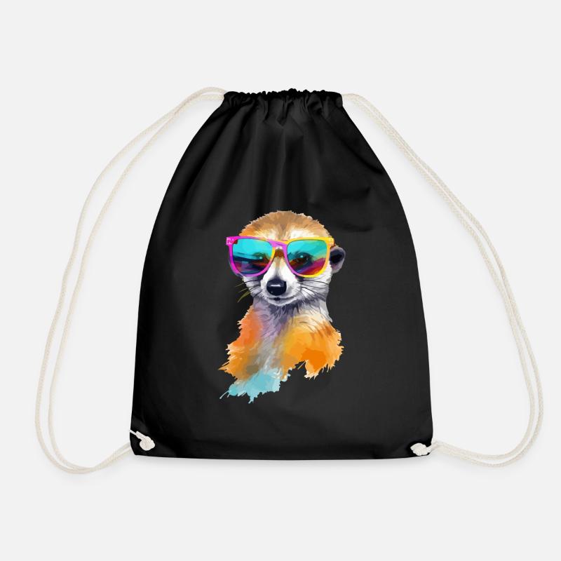 Migno, das Erdmännchen mit Brille - Turnbeutel - Schwarz