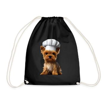 Restaurateur Yorkshire Terrier Puppy Cooking Dog - Drawstring Bag - black - Front