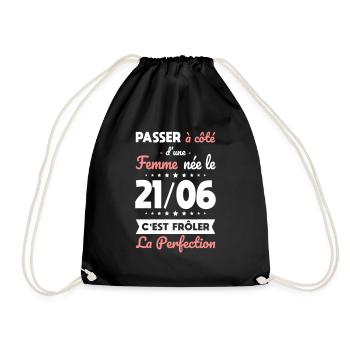 Anniversaire - Née le 21 Juin Frôler perfection - Sac de sport léger - noir - Devant
