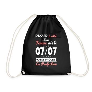 Anniversaire - Née le 7 Juillet Frôler perfection - Sac de sport léger - noir - Devant