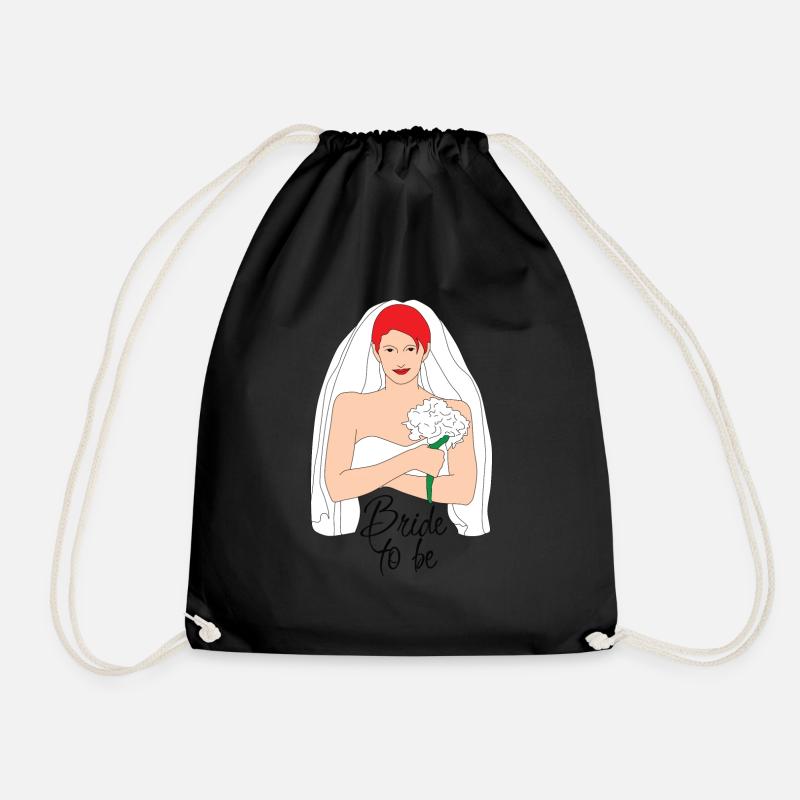 bride to be red 2 - Drawstring Bag - black