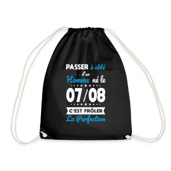 Anniversaire - Né le 7 Août Frôler perfection - Sac de sport léger - noir - Devant