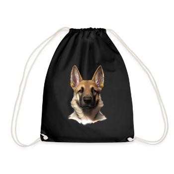 German Shepherd Puppy Dog Owner - Drawstring Bag - black - Front