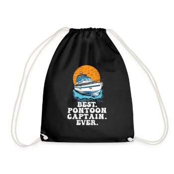 Best Pontoon Captain Ever Motorboating Quote Boat - Drawstring Bag - black - Front
