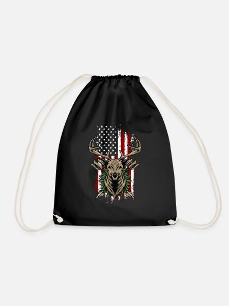 Hunter Distressed American Flag Lovers Vintage - Drawstring Bag - black
